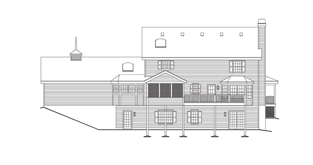 Home Plan Rear Elevation of this 4-Bedroom,2727 Sq Ft Plan -138-1108