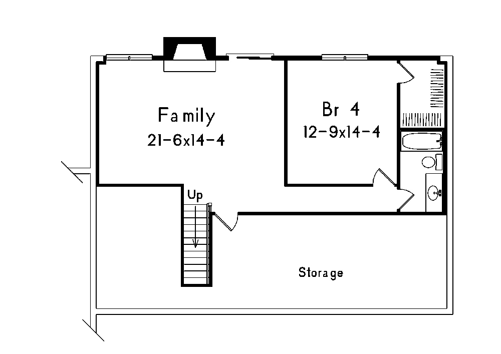 Floor Plan Basement of Ranch Plan #138-1110