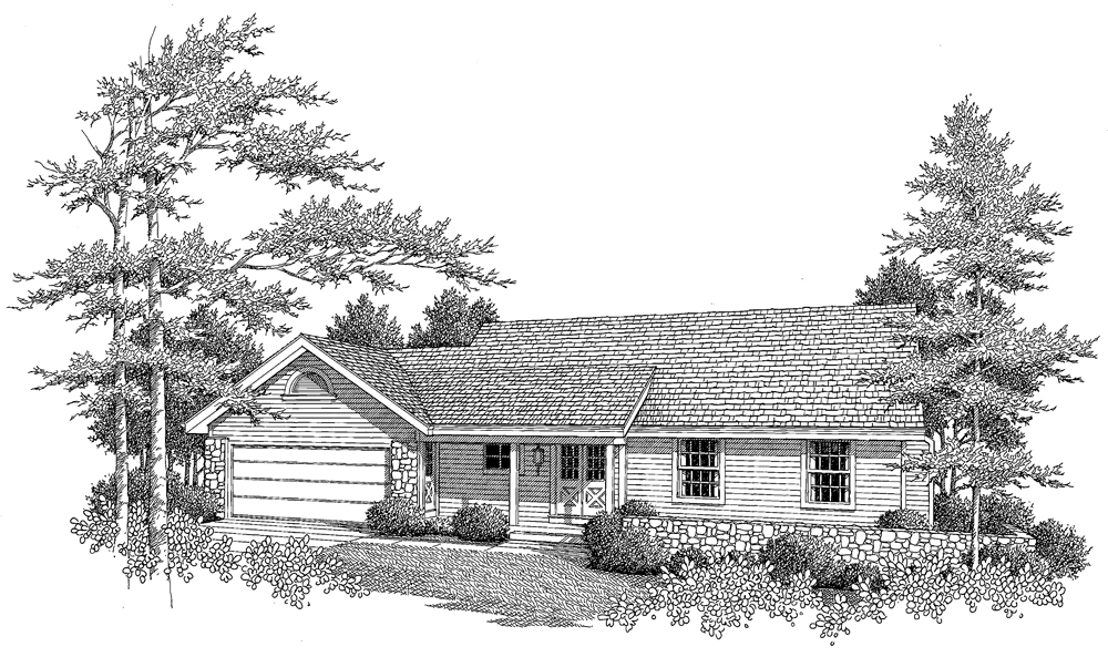 Front View of this 3-Bedroom, 1278 Sq Ft Plan - 138-1110