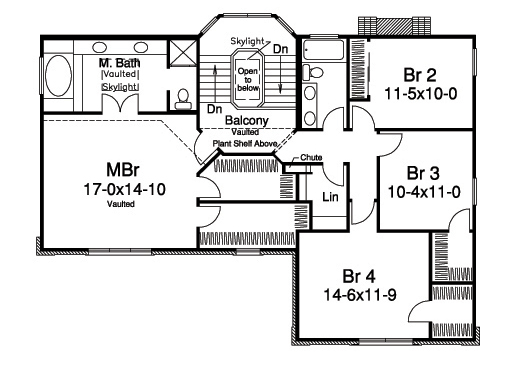 Floor Plan Second Story of Country Plan #138-1111