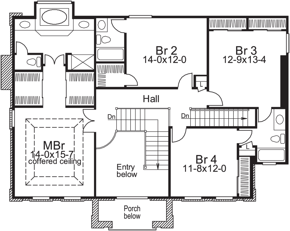 Floor Plan Second Story of Traditional Plan #138-1113
