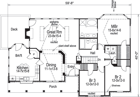 Floor Plan First Story of Ranch Plan #138-1114
