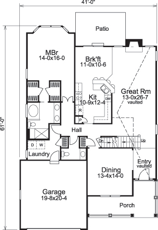 Floor Plan First Story of Traditional Plan #138-1115