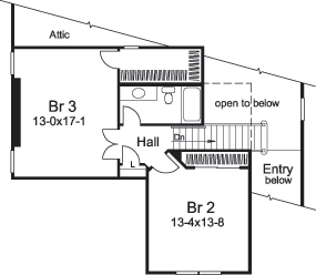 Floor Plan Second Story of Traditional Plan #138-1115