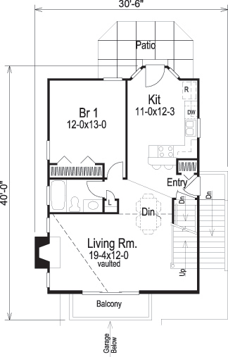Floor Plan First Story of Small House Plans #138-1116
