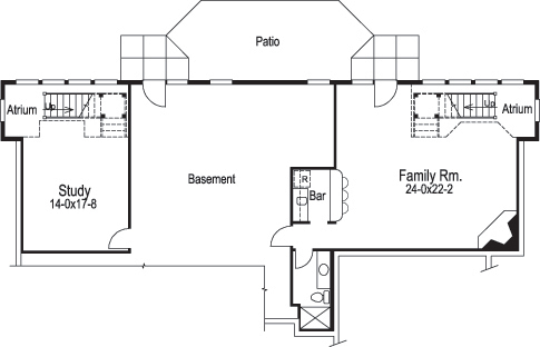 Floor Plan Basement of Ranch Plan #138-1117