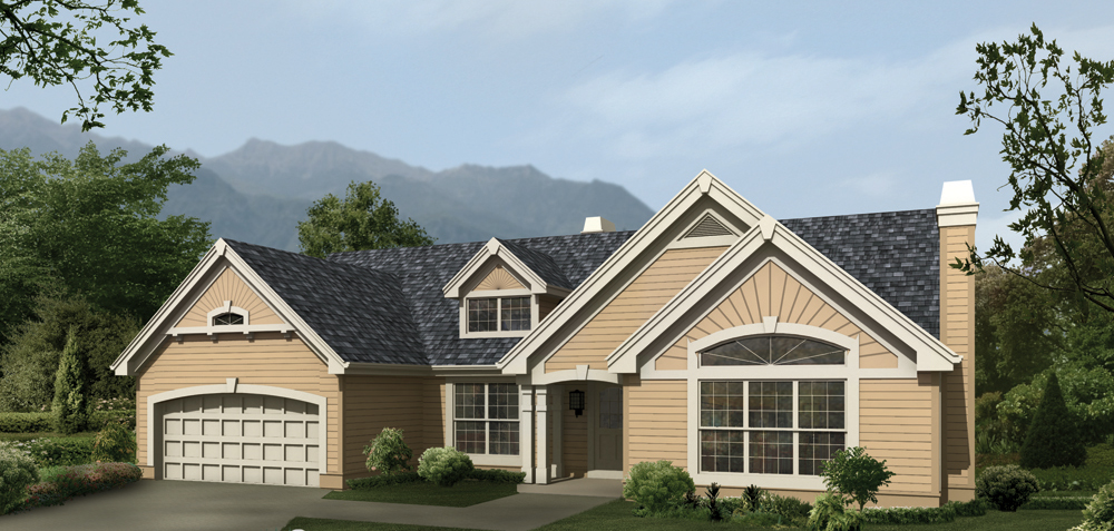 Front elevation of Ranch home (ThePlanCollection: House Plan #138-1118)