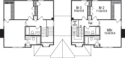 Floor Plan Second Story of Multi-Unit Plan #138-1119