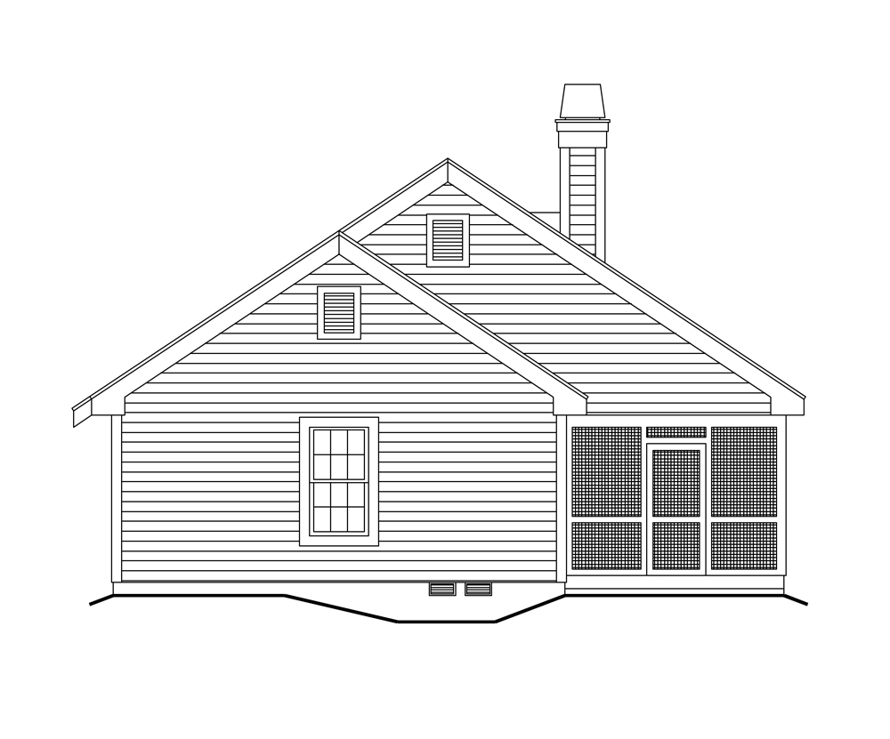 Home Plan Right Elevation of this 1-Bedroom,1076 Sq Ft Plan -138-1121