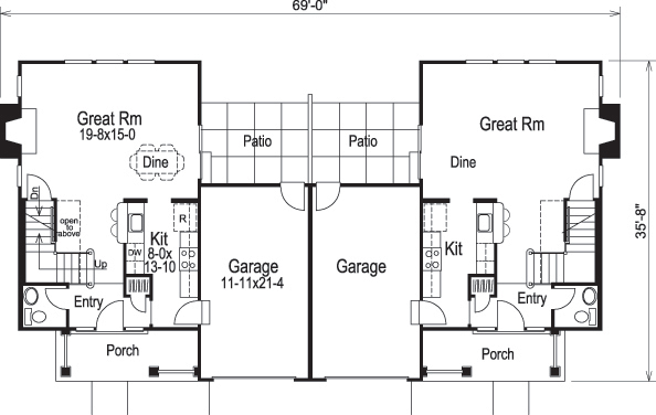 Floor Plan First Story of Multi-Unit Plan #138-1122