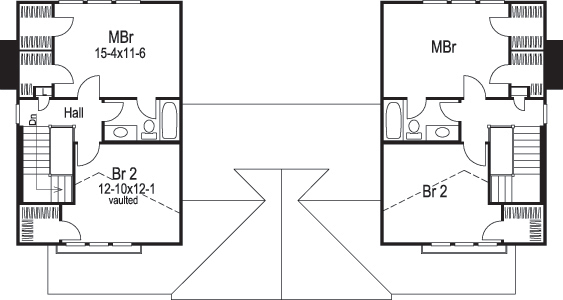 Floor Plan Second Story of Multi-Unit Plan #138-1122