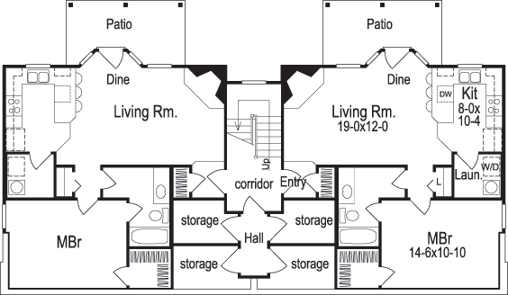 Floor Plan Basement of Multi-Unit Plan #138-1124