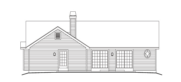 Home Plan Rear Elevation of this 2-Bedroom,1248 Sq Ft Plan -138-1127