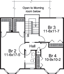 Floor Plan Second Story of Traditional Plan #138-1128