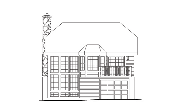 Home Plan Rear Elevation of this 2-Bedroom,1547 Sq Ft Plan -138-1131