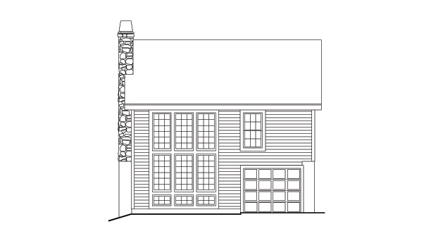 Home Plan Rear Elevation of this 2-Bedroom,1207 Sq Ft Plan -138-1132