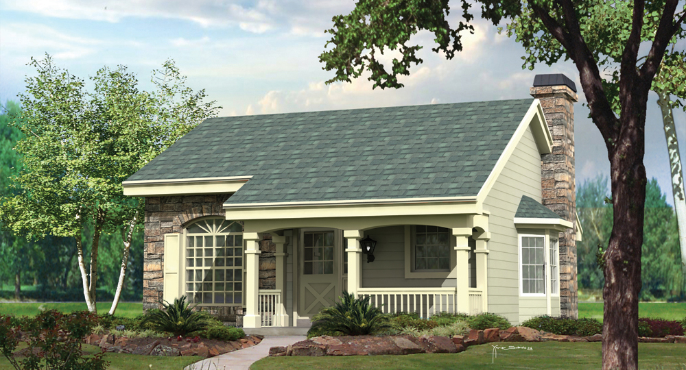 Front elevation of Cottage home (ThePlanCollection: House Plan #138-1132)