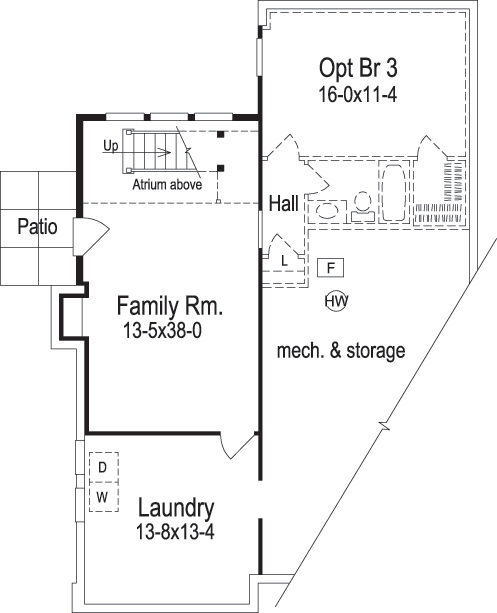 Floor Plan Basement of Cottage Plan #138-1134