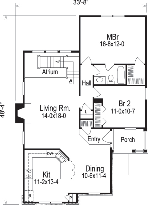 Floor Plan First Story of Cottage Plan #138-1134