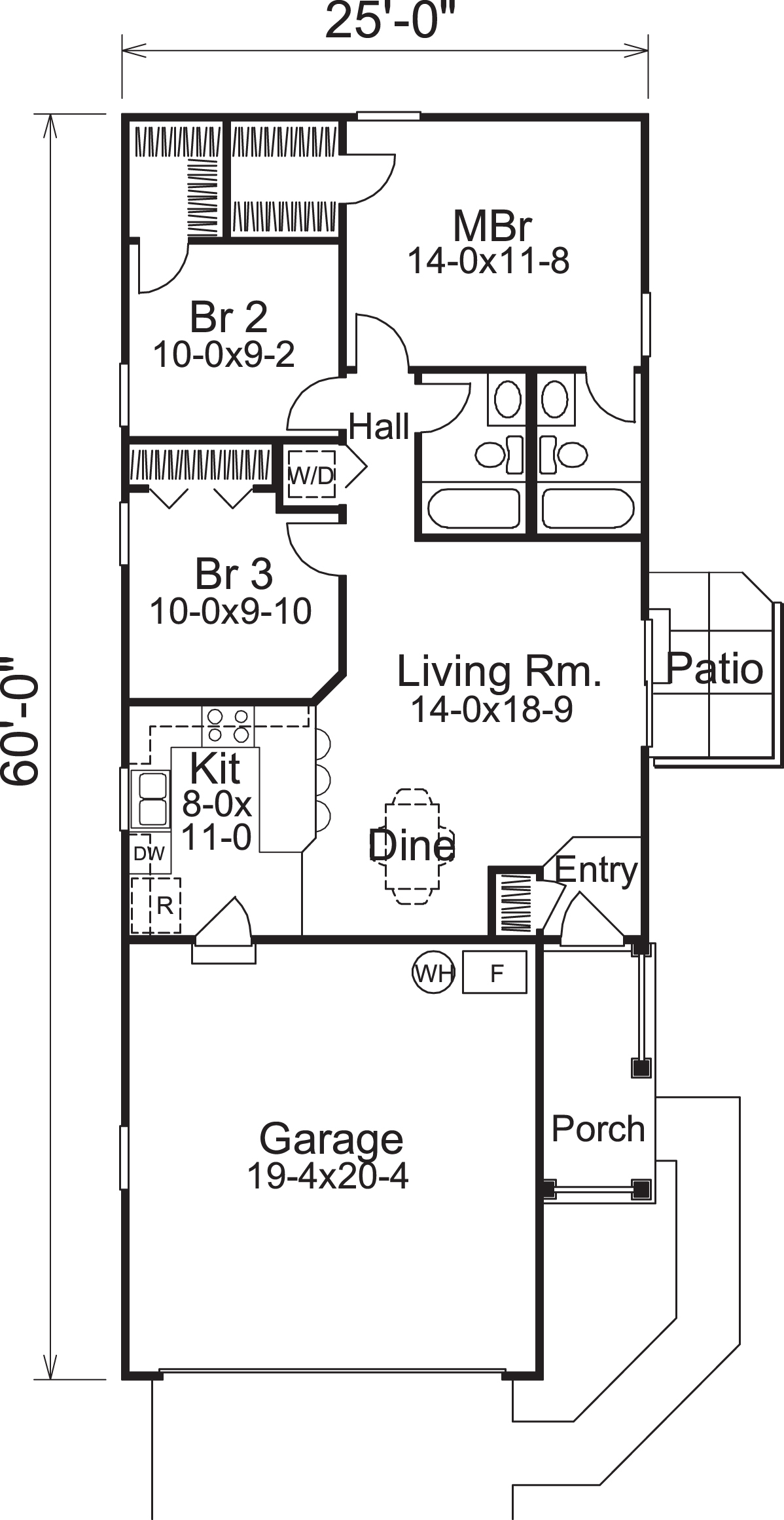 Floor Plan First Story of Ranch Plan #138-1136