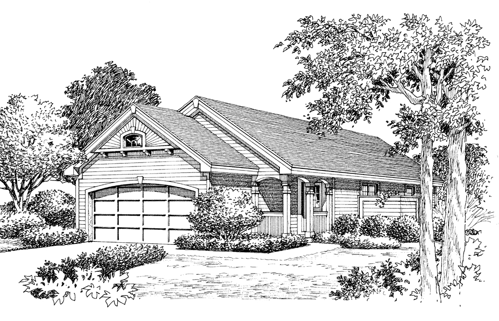 Side View of this 3-Bedroom, 983 Sq Ft Plan - 138-1136