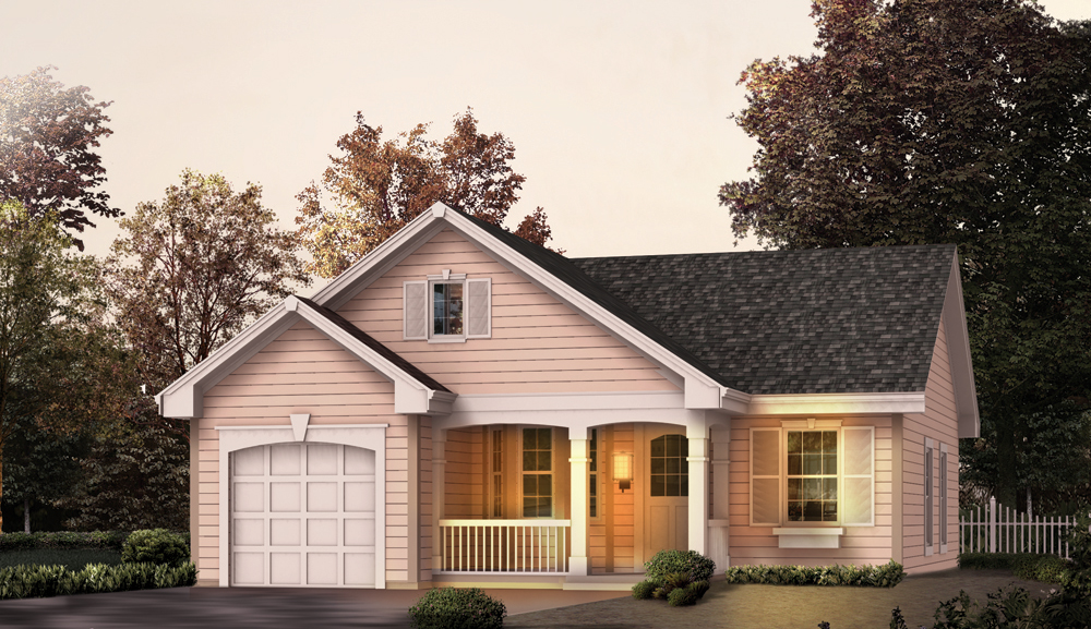 Front elevation of Transitional home (ThePlanCollection: House Plan #138-1137)