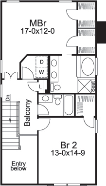 Floor Plan Second Story of Traditional Plan #138-1139