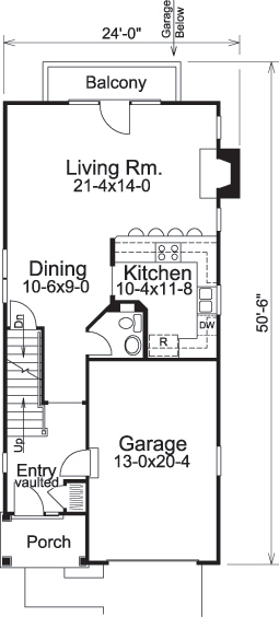 Floor Plan First Story of Traditional Plan #138-1139