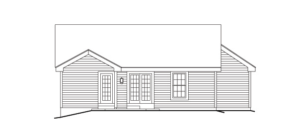 Home Plan Rear Elevation of this 3-Bedroom,1062 Sq Ft Plan -138-1140