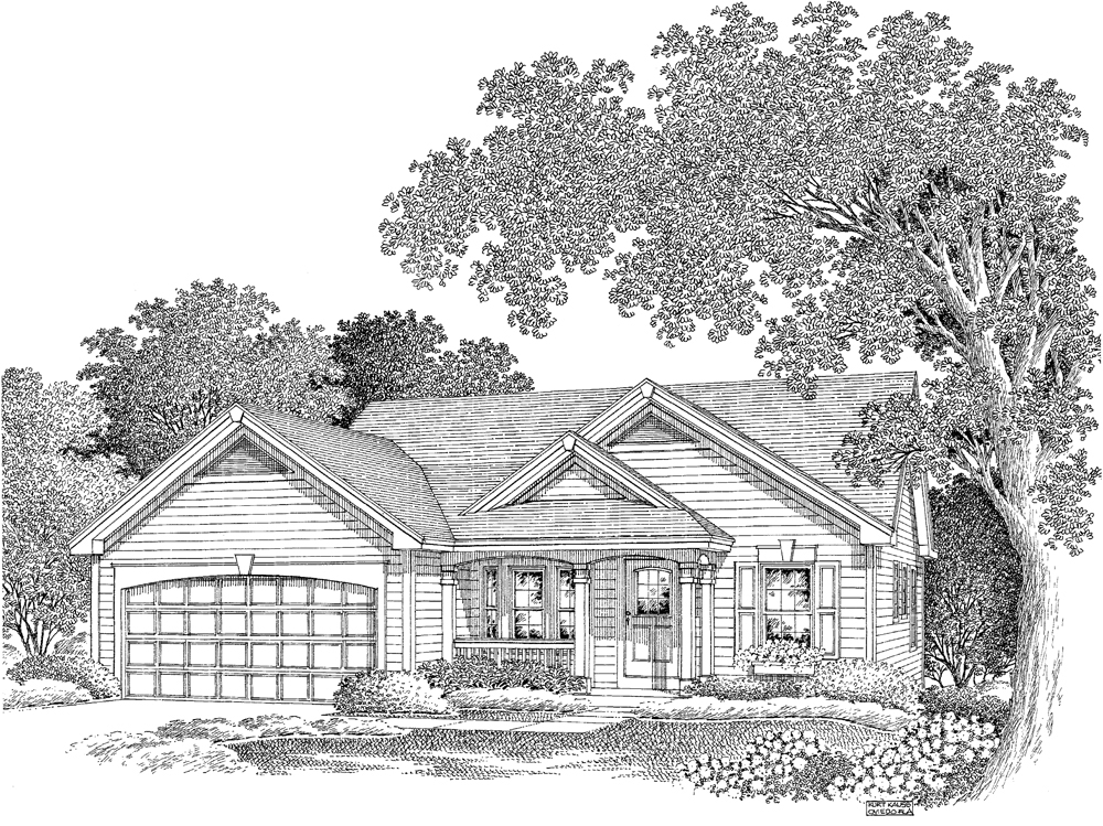 Front View of this 3-Bedroom, 1062 Sq Ft Plan - 138-1140