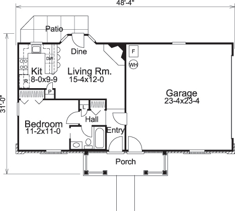 Floor Plan First Story of Small House Plans #138-1143