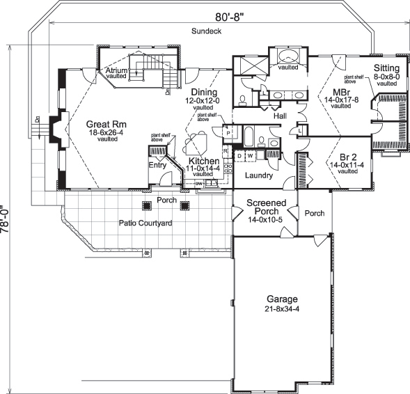 Floor Plan First Story of Traditional Plan #138-1144