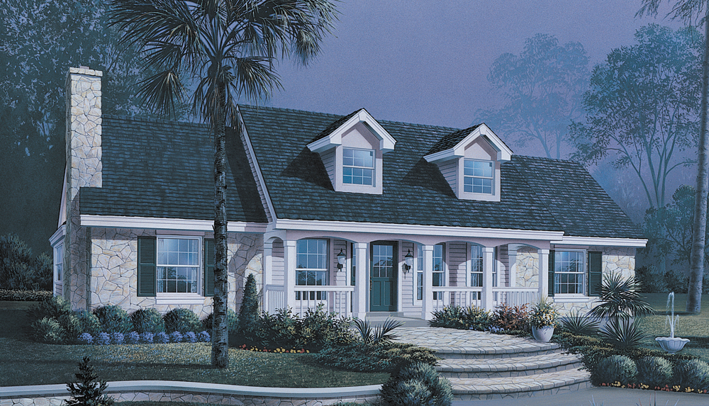 Front elevation of Ranch home (ThePlanCollection: House Plan #138-1149)