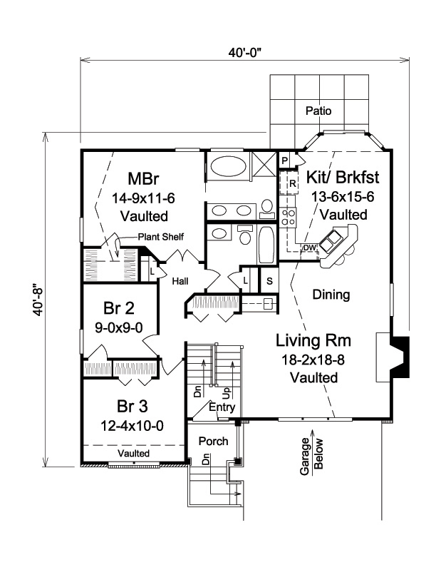 Floor Plan First Story of Traditional Plan #138-1150