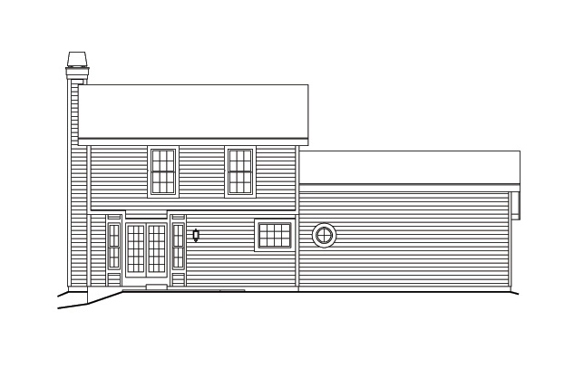 Home Plan Rear Elevation of this 3-Bedroom,1308 Sq Ft Plan -138-1154