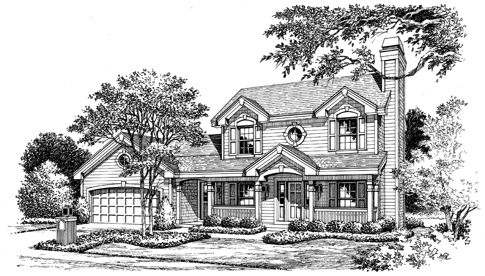 Front View of this 3-Bedroom, 1308 Sq Ft Plan - 138-1154