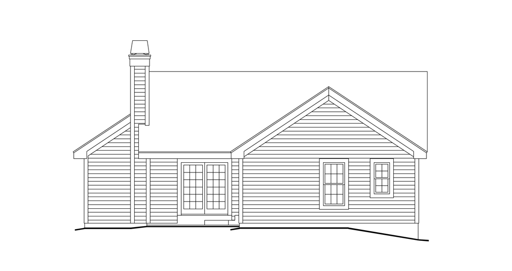 Home Plan Rear Elevation of this 3-Bedroom,1302 Sq Ft Plan -138-1156