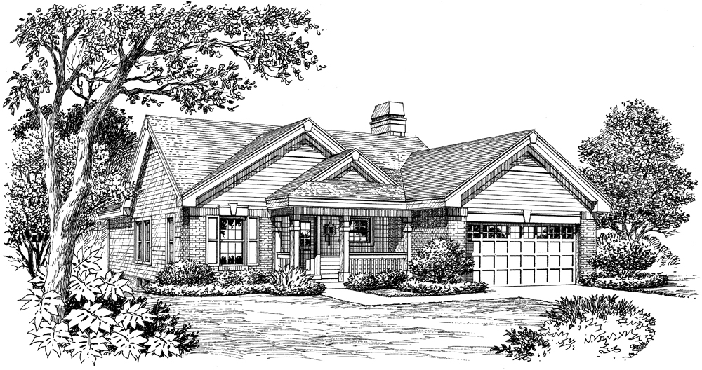 Front View of this 3-Bedroom, 1302 Sq Ft Plan - 138-1156