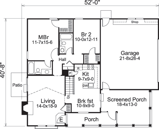 Floor Plan First Story of Country Plan #138-1159