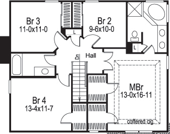Floor Plan Second Story of Traditional Plan #138-1161