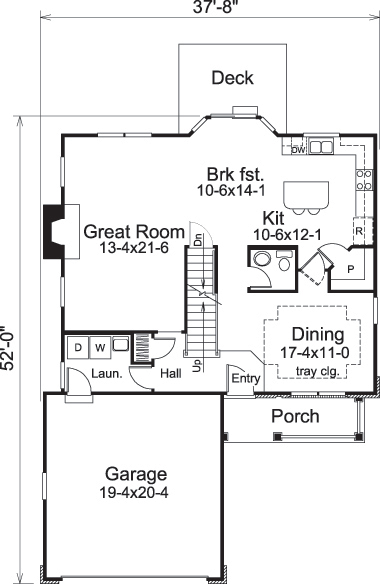 Floor Plan First Story of Traditional Plan #138-1161