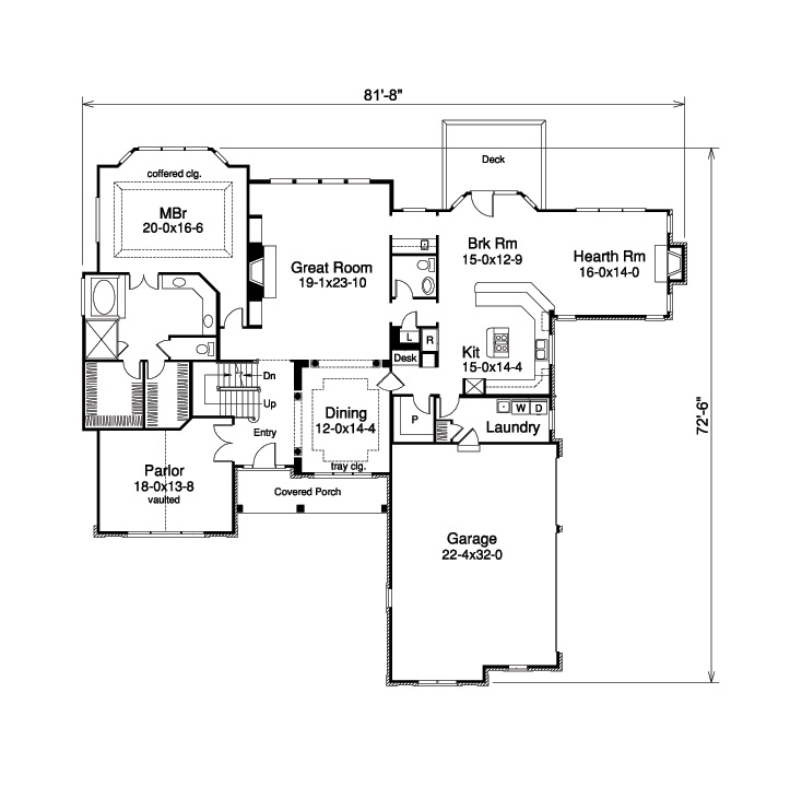 Floor Plan First Story of European Plan #138-1163