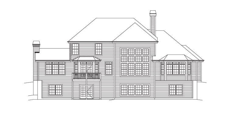 Home Plan Rear Elevation of this 4-Bedroom,3888 Sq Ft Plan -138-1163