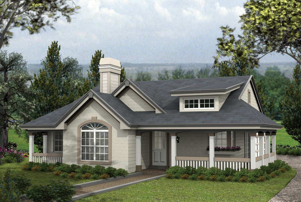 Front elevation of Cottage home (ThePlanCollection: House Plan #138-1164)