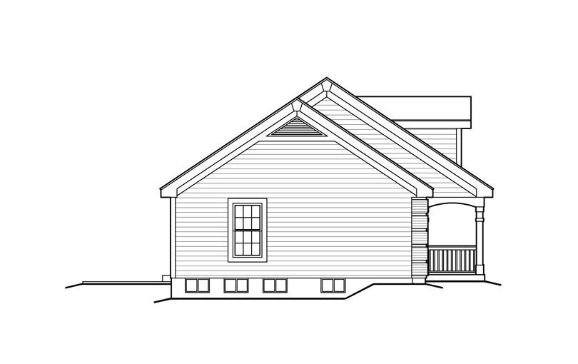 Home Plan Left Elevation of this 3-Bedroom,1310 Sq Ft Plan -138-1165