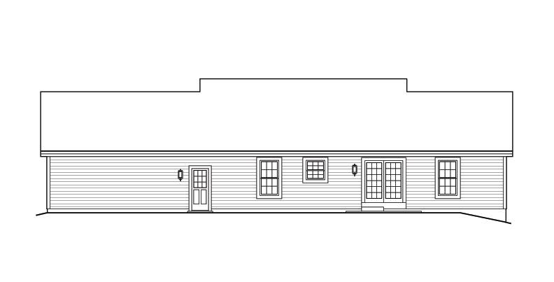 Home Plan Rear Elevation of this 3-Bedroom,1310 Sq Ft Plan -138-1165