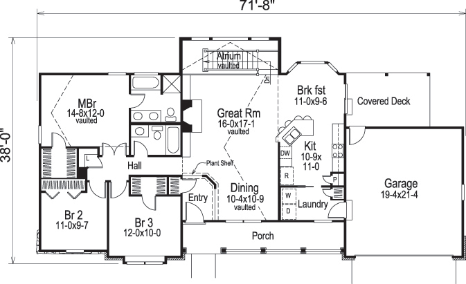 Floor Plan First Story of Country Plan #138-1167