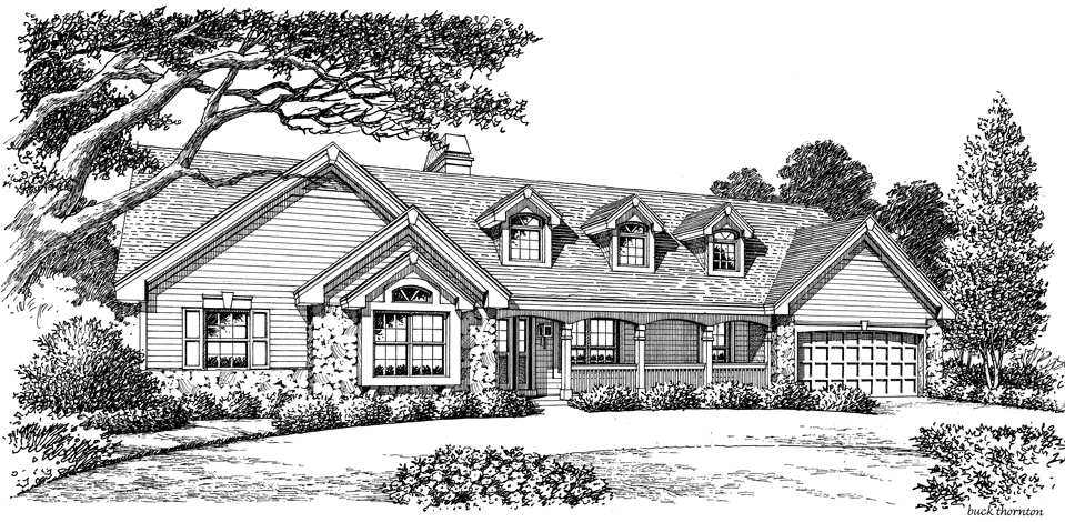 Front View of this 3-Bedroom, 1532 Sq Ft Plan - 138-1167