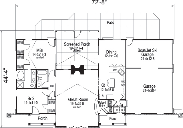 Floor Plan First Story of Traditional Plan #138-1168
