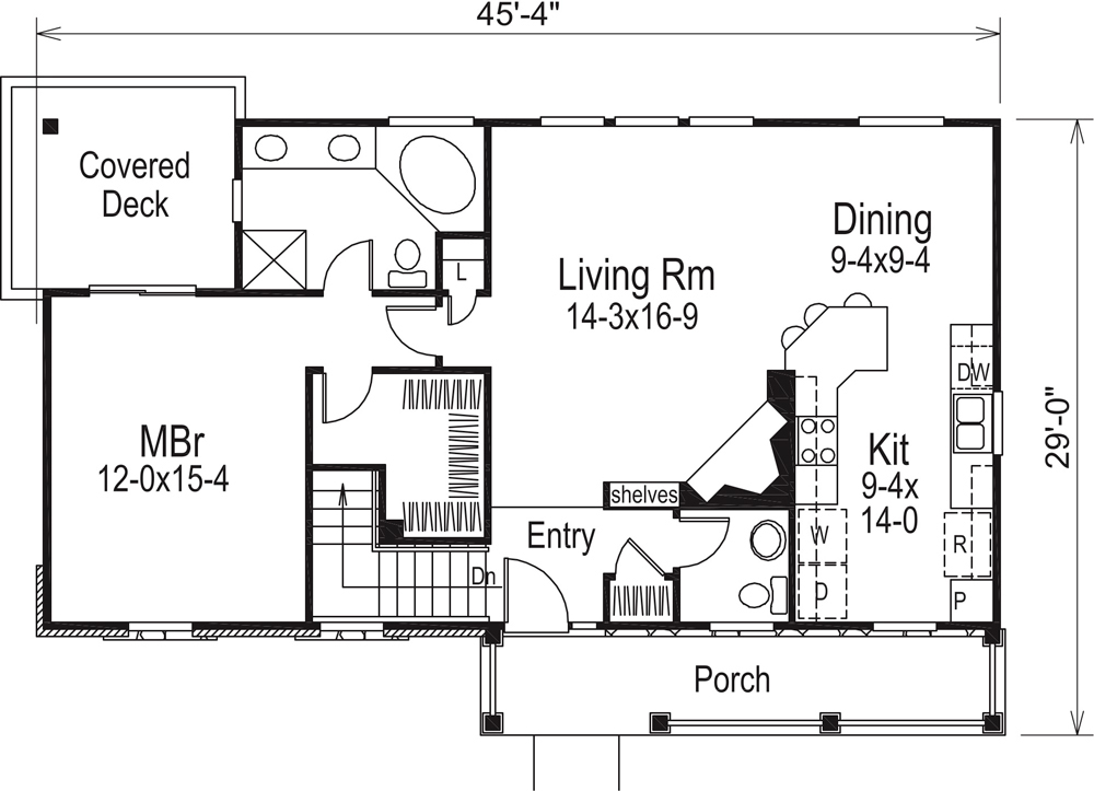 Floor Plan First Story of Ranch Plan #138-1170